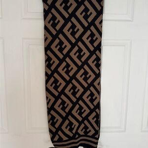 Authentic Fendi Black and Brown Logo Scarf